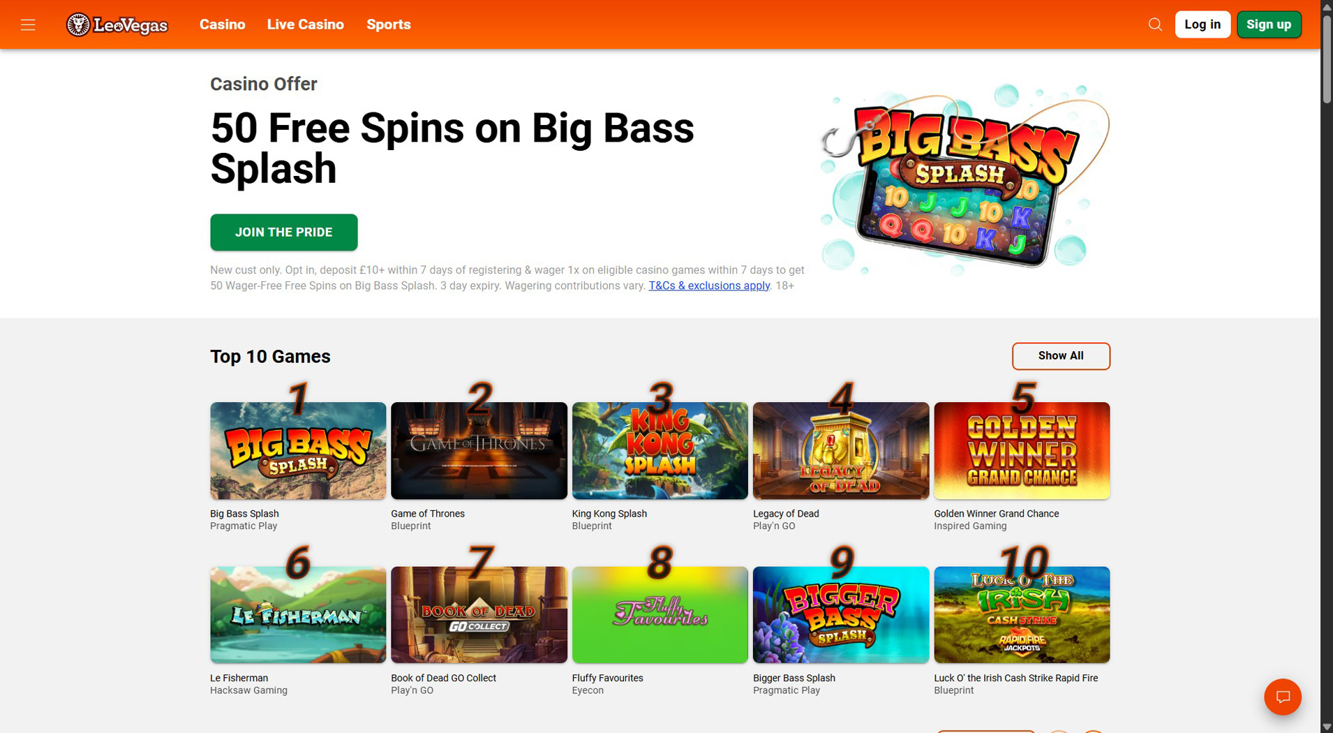 10. LeoVegas- Scelta affidabile del casinò Pay N Play