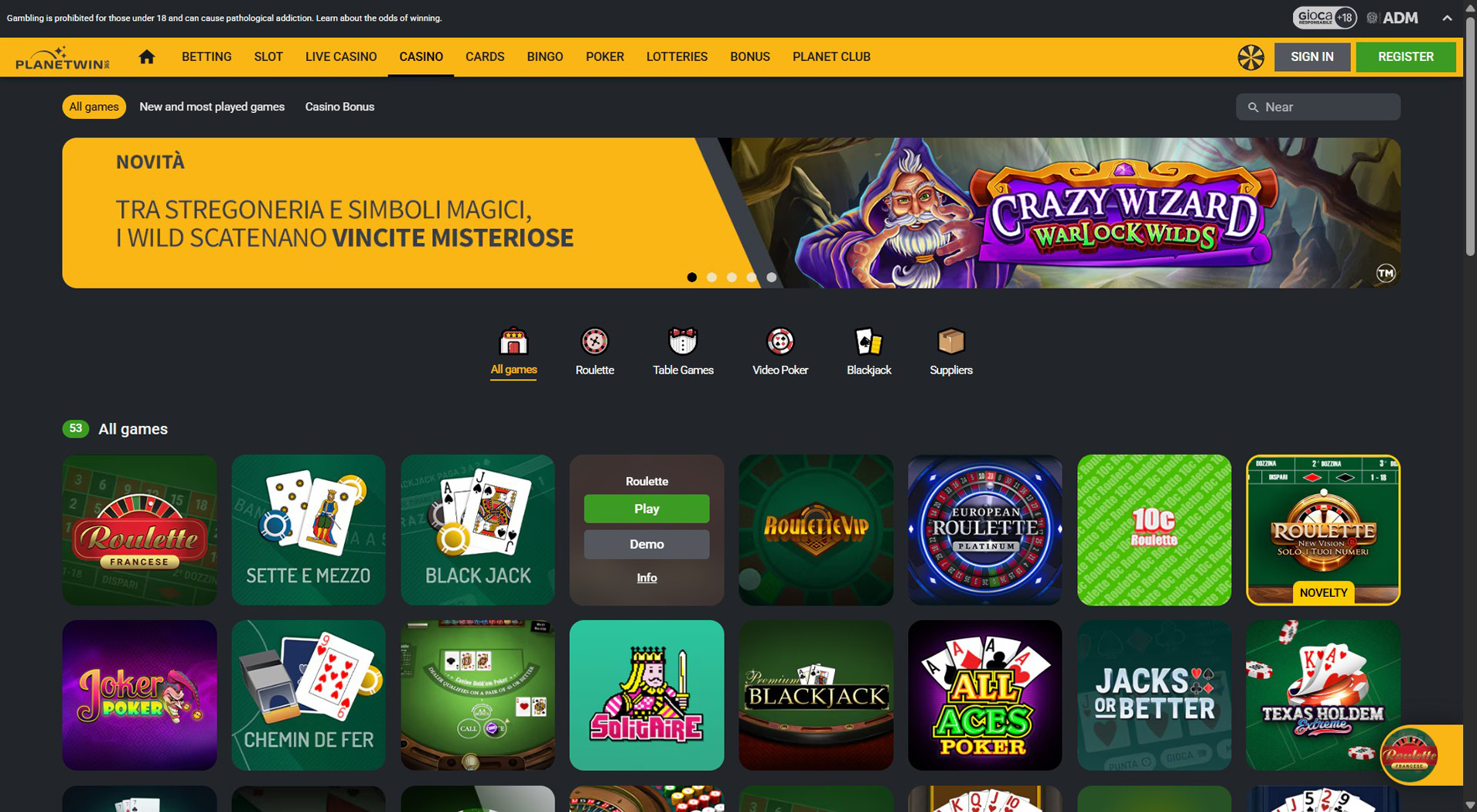 6. Planetwin365- Pagamenti rapidi del casinò Pay N Play